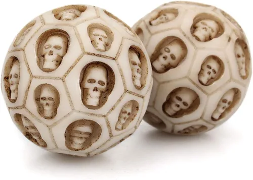 Vista 9 de 2 unids/set cráneo resina balonmano fitness bola masaje bola resina mano vuelta salud ejercicio alivio estrés bolas baoding