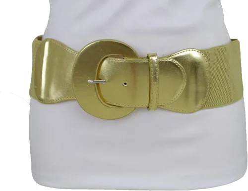 Vista 13 de TFJ - Cinturón ancho para mujer, cintura elástica, cintura alta, color dorado, hebilla grande
