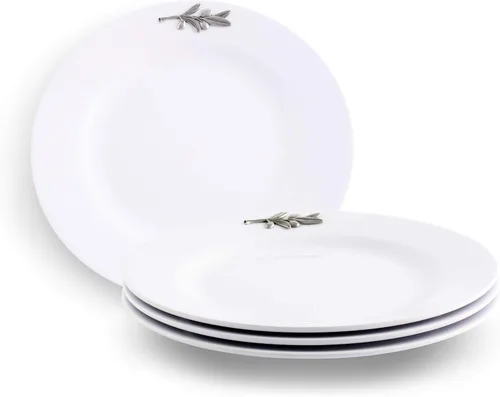 Vista 12 de Arthur Court Abeja de peltre de 4 piezas en plato de melamina pesado y duradero, para uso en interiores y exteriores, fiesta y uso diario, vajilla