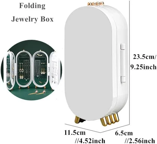 Vista 4 de Tvoip Soporte organizador de aretes, pequeño soporte plegable de 4 capas para joyas a prueba de polvo con 153 agujeros para mujeres, aretes