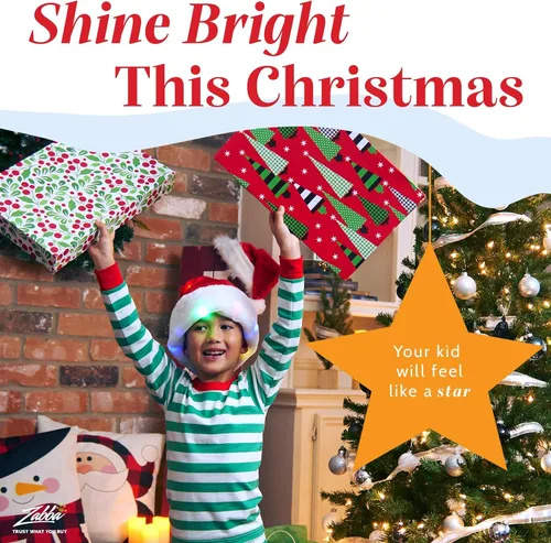 Vista 6 de Winks Novelty - Divertido sombrero de Papá Noel con 20 luces LED que cambian de color, de felpa suave, para adultos y niños, Novedad