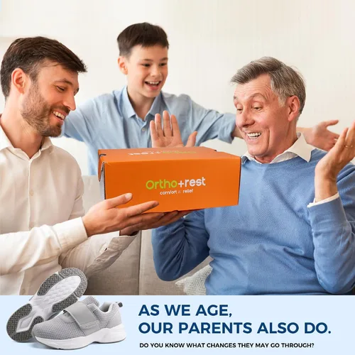 Vista 6 de Ortho+rest Zapatos para caminar diabéticos para hombre, zapatos para edema para pies hinchados, soporte de arco, zapatillas ortopédicas