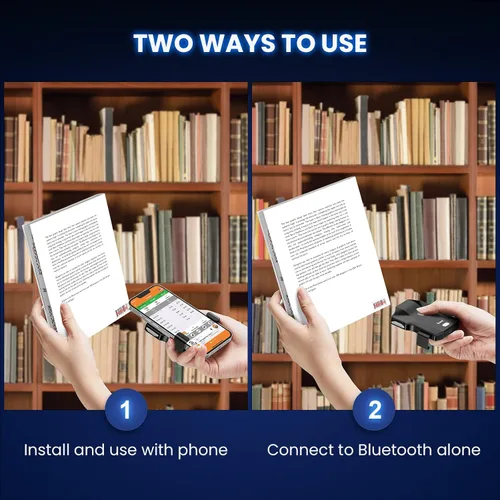 Vista 2 de Eyoyo Escáner de Código QR Bluetooth, Escáner de Código de Barras 2D Inalámbrico con Clip Trasero USB para Teléfono UPC, Lector con Indicador