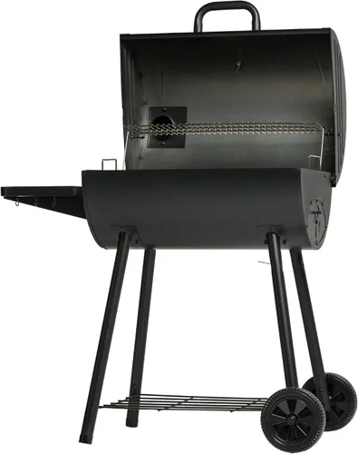 Vista 2 de Char-Griller Barrel Pro - Parrilla de carbón con combustible de carbón, bandeja de carbón ajustable, bandeja de cenizas EasyDump, área de cocción