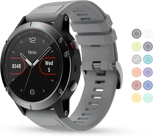 Vista 10 de Correa de reloj compatible con Fenix, correa de reloj Garmin de 0.866 in, silicona suave, repuesto para Fenix 5/5 Plus/6/6 Pro/7/Forerunner Negro