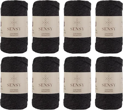 Vista 14 de Sensy - Cuerda de macramé prémium de 0.118 in, 109 yardas, 100% algodón, una hebra torcida, cuerda de macramé, hilo de algodón para macramé, hilo