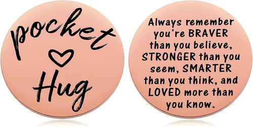 Vista 8 de MIXJOY Moneda de ficha de abrazo de bolsillo - You Are Braver Than You Believe Thinking of You Love Tarjeta de regalo, 2 caras, 1.5 pulgadas