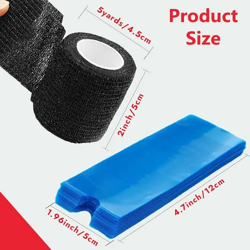Vista 3 de 200 piezas de fundas para bolígrafos con 8 piezas de cinta adhesiva para agarre - Fundas para bolígrafos azules SOTICA, fundas para máquinas, fundas