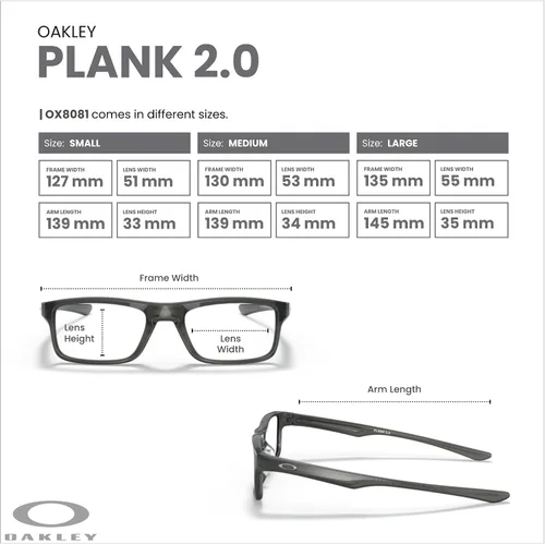 Vista 16 de Oakley Plank 2.0 OX8081 - Lentes rectangulares para hombre y mujer, kit de correa de accesorios, bolsa de microfibra