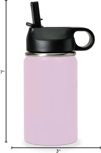 Vista 5 de LaserGram Botella de agua de doble pared abatible de 12 onzas con pajilla, tractor agrícola, grabado personalizado incluido (lavanda)