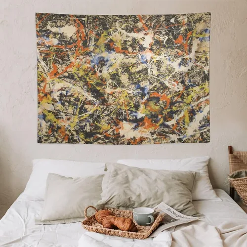 Vista 7 de Jackson Pollock, galería de arte en Buffallo, tapiz de arte abstracto, tapices, pintura de poliéster, regalo de sala de estar, impresiones