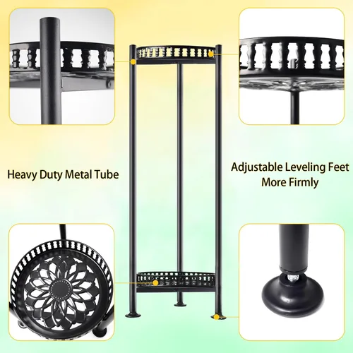 Vista 5 de LUBORN Soporte para plantas para interiores y exteriores, soportes para plantas de 30 pulgadas de alto, soporte de metal de 2 niveles, soporte