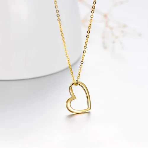 Vista 5 de Collar de oro sólido de 14 quilates con corazón para mujer, joyería de amor de oro fino para esposa, mamá, novia, cumpleaños, 16 + 2