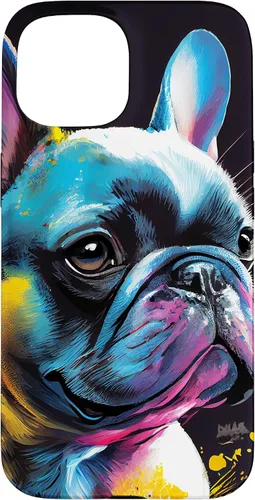 Vista 6 de French Bulldog Puppy Colorful Illustration Graphic Case for iPhone 17