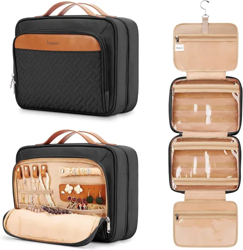 Vista 30 de Bolsa de aseo colgante de viaje para mujeres y hombres, con 6 cubiertas de botellas de silicona a prueba de fugas, accesorios impermeables