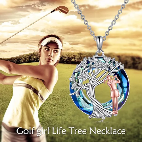 Vista 6 de YFN Collar de regalo para niñas, plata de ley, árbol de la vida, joyería de cristal, regalo de graduación de cumpleaños para mujeres y niñas
