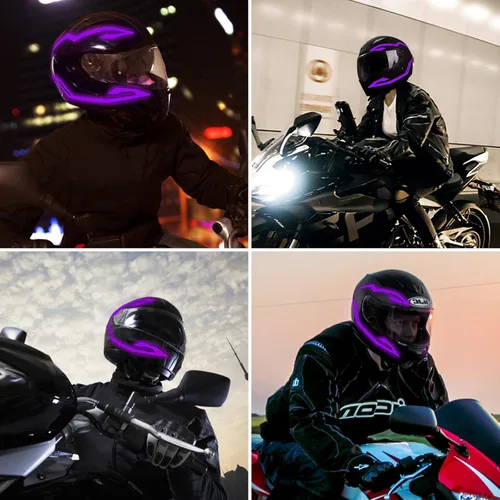 Vista 5 de JIGUOOR 4 luces LED para casco de motocicleta, 3 modos de luz LED para casco de motocicleta, kit de accesorios de decoración para motocicleta
