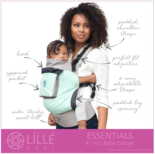 Vista 3 de 4 en 1 esencial portador de bebé completo de Lillebaby, Gris Chevron