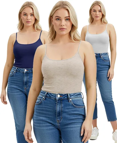 Vista 158 de Emmalise Camisola larga casual básica para mujer, con tirantes ajustables, top en capas