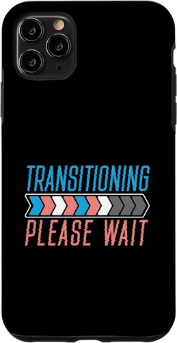 Vista 13 de Funda transgénero LGBTQ para iPhone 16 Transitioning Please Wait Rainbow Pride
