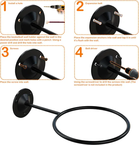 Vista 6 de S SUCHEK Soporte para pelotas de baloncesto y deportes, soporte de pared para baloncesto, fútbol, voleibol, fútbol, rugby