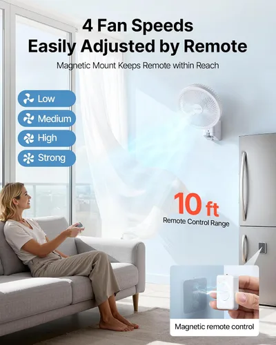 Vista 4 de VEVOR Ventilador de montaje en pared de 8.5 pulgadas, ventilador colgante