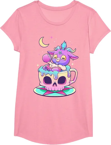 Vista 102 de Kawaii Pastel Goth Cute espeluznante Pentáculo Baphomet - Camiseta de cabra, Negro