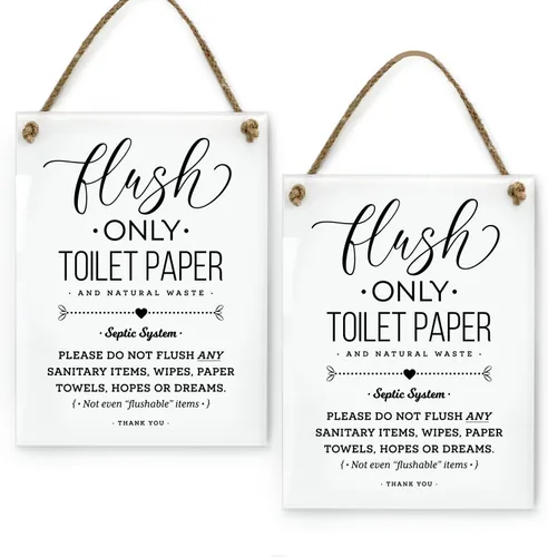 Vista 8 de Reilly Originals Papel higiénico con sistema séptico de 6 x 8 pulgadas, con texto en inglés «Not Hopes & Dreams», letrero de baño de diseño, listo