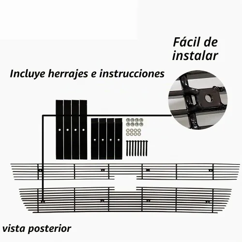 Vista 5 de Inserción de parrilla frontal para 2006 Chevy Silverado 1500/2005-2006 2500HD/3500 Cubierta de protección de parrilla de aluminio billet cromado