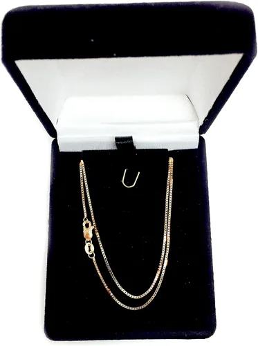 Vista 4 de Jewelry Affairs 14k Rose Solid Gold Mirror Box Chain Necklace, 0.8mm