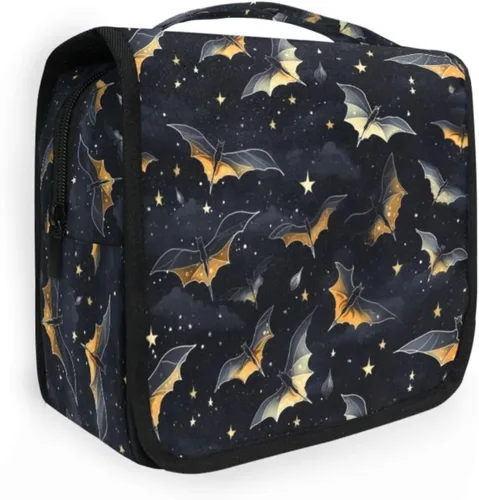 Vista 29 de MNSRUU Neceser colgante con diseño de calavera y girasol, bolsa de maquillaje de viaje para artículos de tocador, organizador de artículos