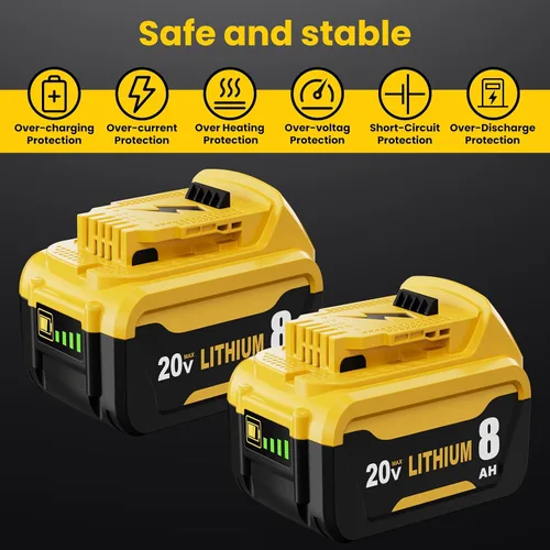 Vista 3 de 8000mAh High Capacity Lithium-ion Battery Replacement for Dewalt 20V 8.0A Max Battery DCB200 DCB201 DCB203 DCB204 DCB206 DCB207 DCB181 DCB180
