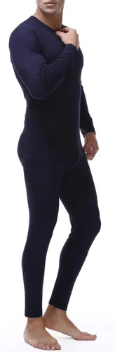 Vista 4 de Locachy Conjunto de ropa interior térmica ultra suave para hombre, elástico, fino, algodón modal, largo, conjunto de parte superior e inferior