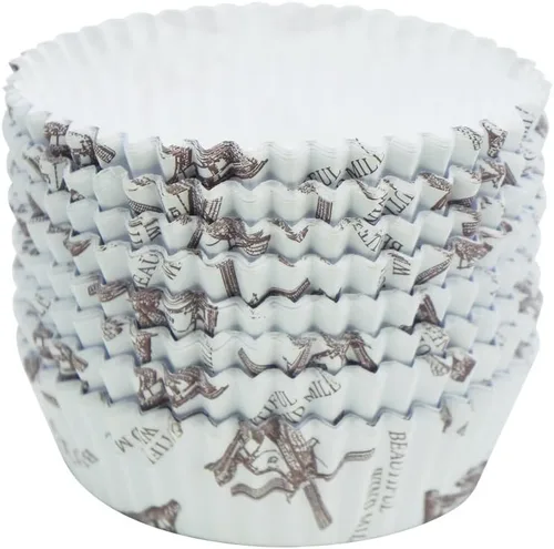 Vista 5 de Taza de papel antiadherente desechable con volantes y forma redonda, paquete de 100 (3.5 pulgadas)