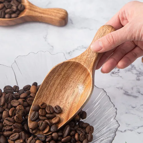 Vista 6 de Cuchara de café de madera, pala grande para café, 2 cucharas grandes de café molido, cucharas de sal de grano de madera, tarros de madera, cucharas