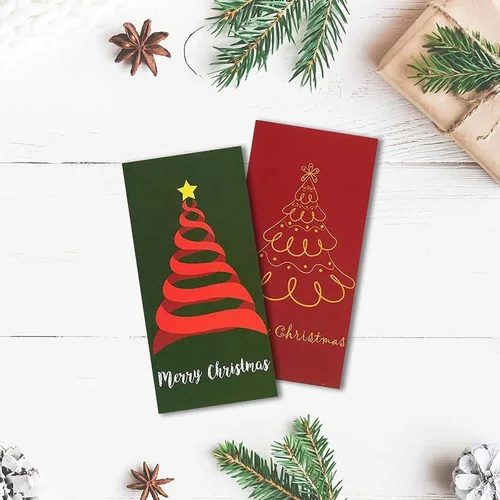 Vista 4 de Tarjetas de Navidad con sujetador para dinero y sobres, Árboles navideños
