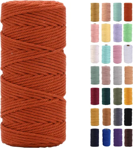 Vista 52 de Cuerda de macramé azul aire de 0.079 in x 220 yardas, cuerda de algodón colorido de algodón suave para colgar en la pared, colgadores de plantas