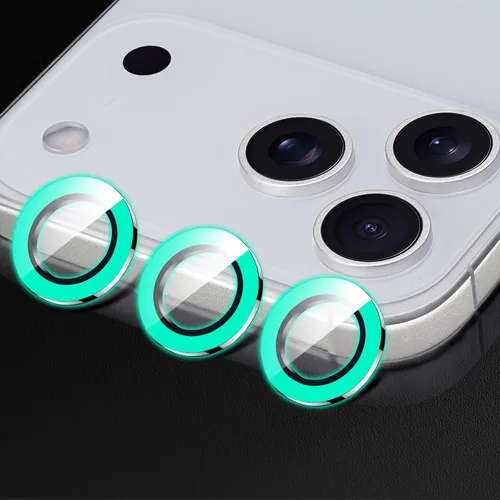 Vista 43 de Compatible con iPhone 11 Pro/11Pro Max/12 Pro Luminous Camera Lens Protector Ultra Thin Película de vidrio templado Protector de pantalla de cámara