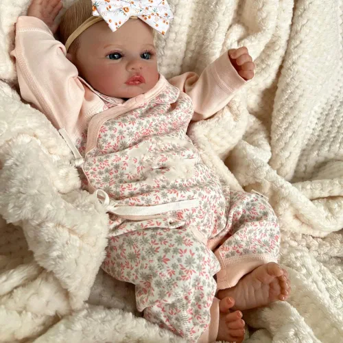Vista 3 de RXDOLL Muñecas Reborn de silicona de vinilo de cuerpo completo para niña de 19 pulgadas, muñecas realistas de bebé recién nacido con ojos azules
