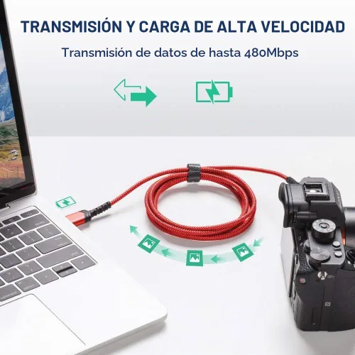 Vista 3 de JSAUX Cable mini USB [2 unidades de 3.3 pies + 6.6 pies], USB 2.0 tipo A a Mini B, cable trenzado de carga rápida para GoPro Hero 3+, controlador