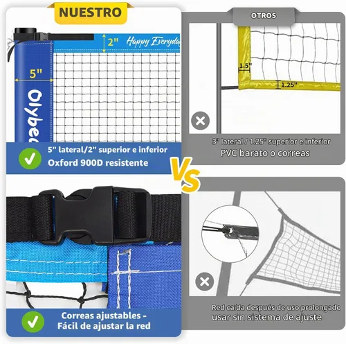 Vista 2 de Conjunto combinado de bádminton de voleibol al aire libre con red, diseño antiflacidez, 4 raquetas de bádminton, 3 pajaritos y voleibol