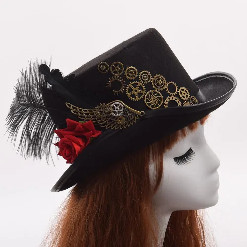 Vista 2 de GRACEART Sombreros unisex steampunk con gafas para hombres y mujeres varios estilos