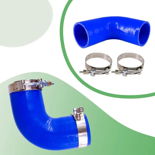 Vista 4 de Manguera de codo de goma de silicona de 90 grados con abrazaderas se adapta a Peterbilt Kenworth Paccar F04-6006