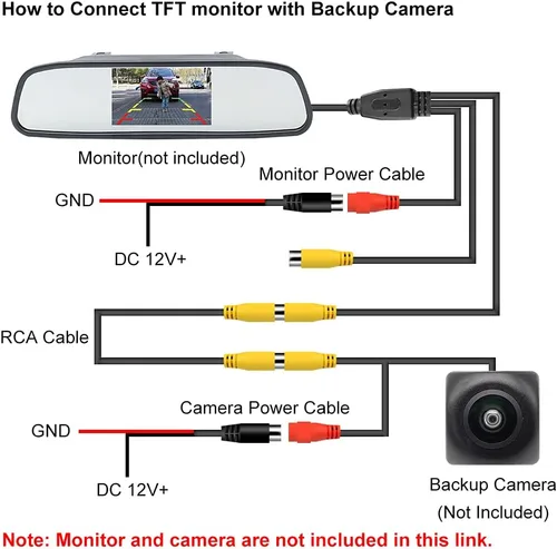 Vista 6 de GreenYi Cable de video RCA de doble blindaje para monitor de vehículo y conexión de cámara de visión trasera de respaldo inverso, cable de extensión