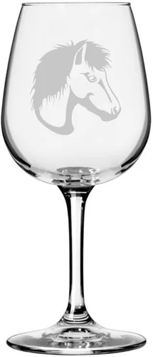 Vista 51 de Abaco Barb Body Horse - Copa de vino grabada multiusos (12.75 onzas) Unique Gifts for Horse Lovers, Personalized Wine Glasses, All-Purpose