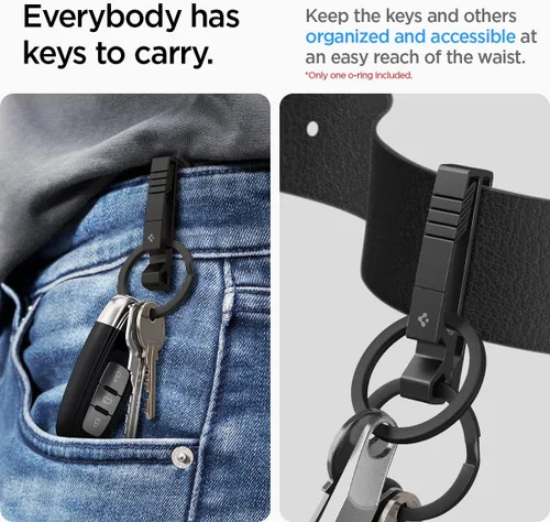 Vista 3 de Spigen Life Metal Fit - Llavero de titanio para cinturón, llavero de automóvil para cinturón, abridor de botellas para hombres y mujeres, color negro