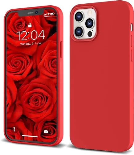 Vista 17 de IceSword Funda para iPhone 12 Pro Max, de silicona líquida delgada protectora a prueba de golpes, forro de microfibra antiarañazos, color azul