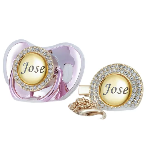 Vista 10 de Juego de Chupete y Clip con Nombre Personalizado Brillante – Chupete Personalizado para Baby Shower, Recuerdo de Recién Nacido para Fotos (Negro)