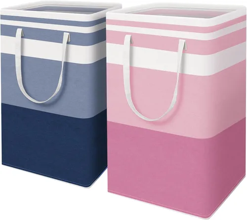 Vista 28 de HomeHacks - Paquete de 2 cestas grandes para ropa sucia, bolsas para ropa sucia (azul 75 pulgadas de largo x 2)
