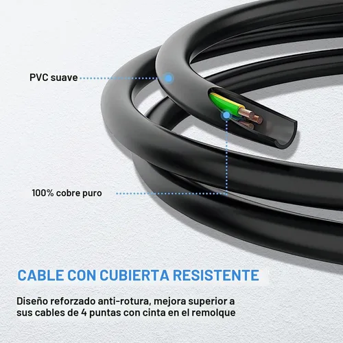 Vista 5 de MECMO Cable de extensión de cable plano de 4 pines para remolque de 5 pies, conector de 4 vías para el lado del vehículo y el lado del remolque